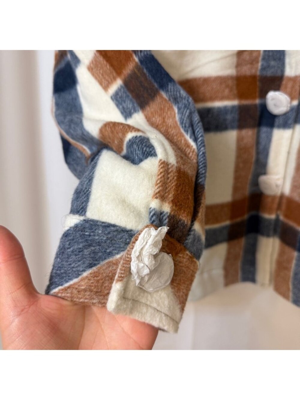 RD Style Blue Brown & Cream Plaid Jacket XS - Picture 4 of 13